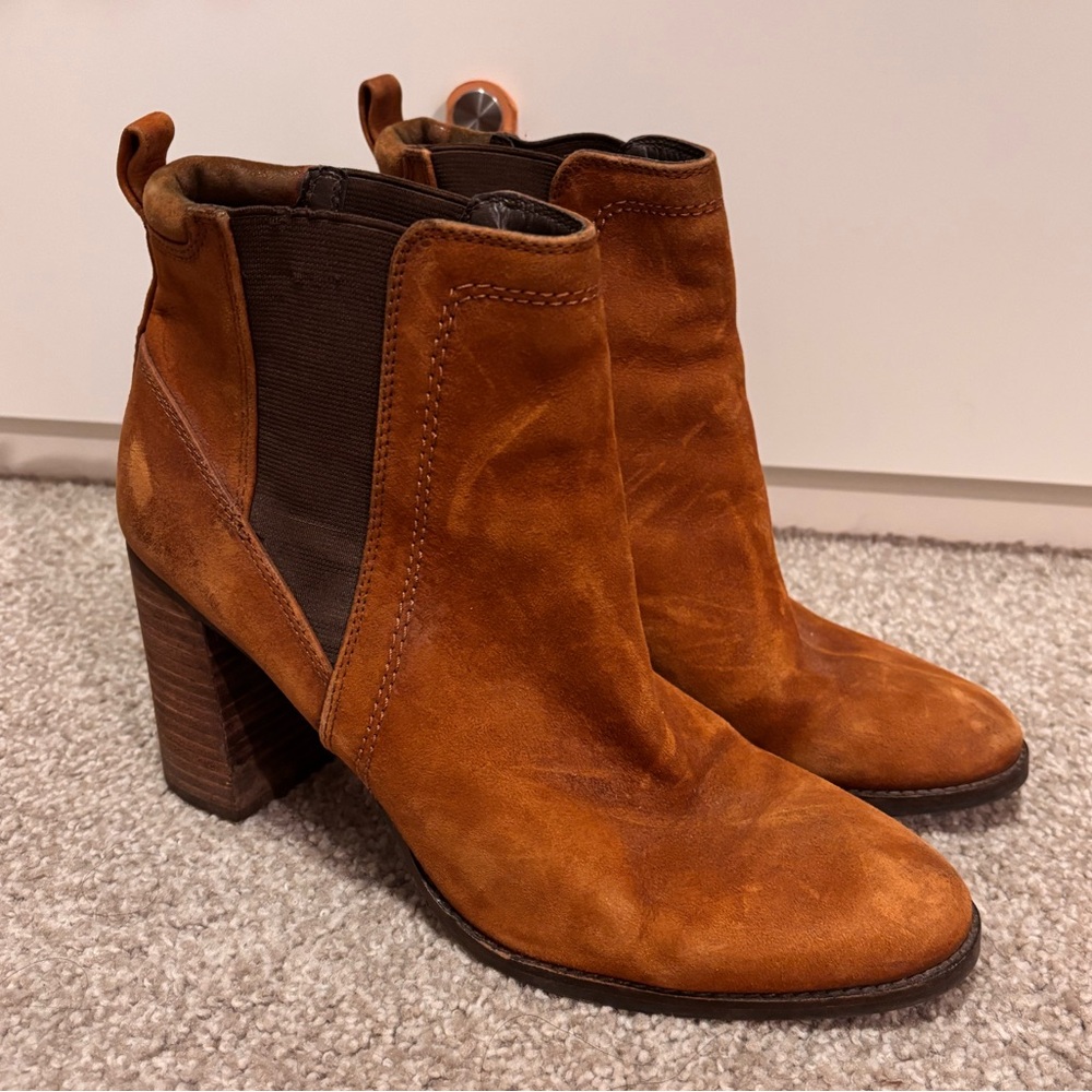 Franco Sarto Brown Suede Heeled Ankle Boots